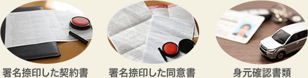 署名捺印済み契約書、同意書、ほか